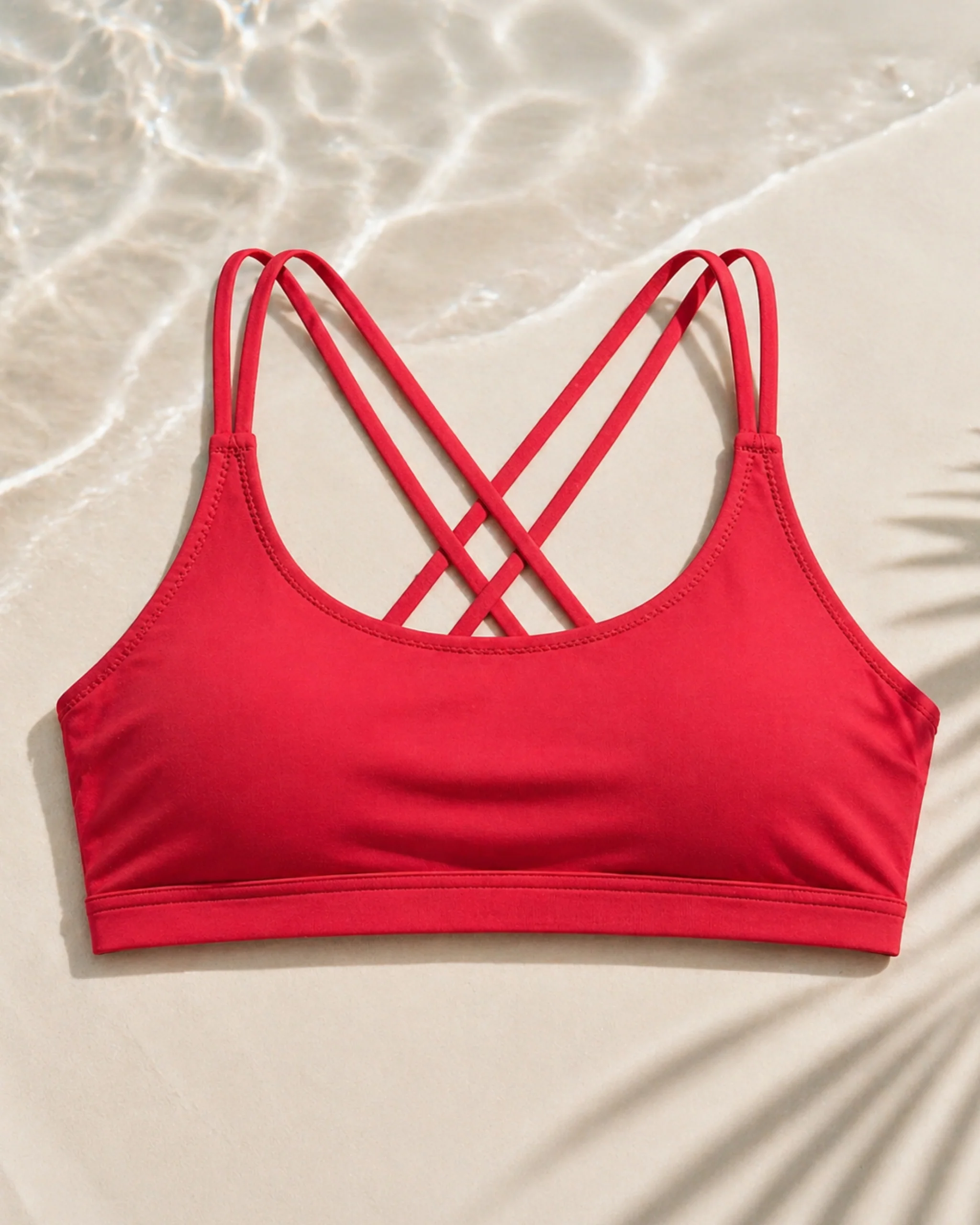Brassiere tinta unita con dorso incrociato - Image 3