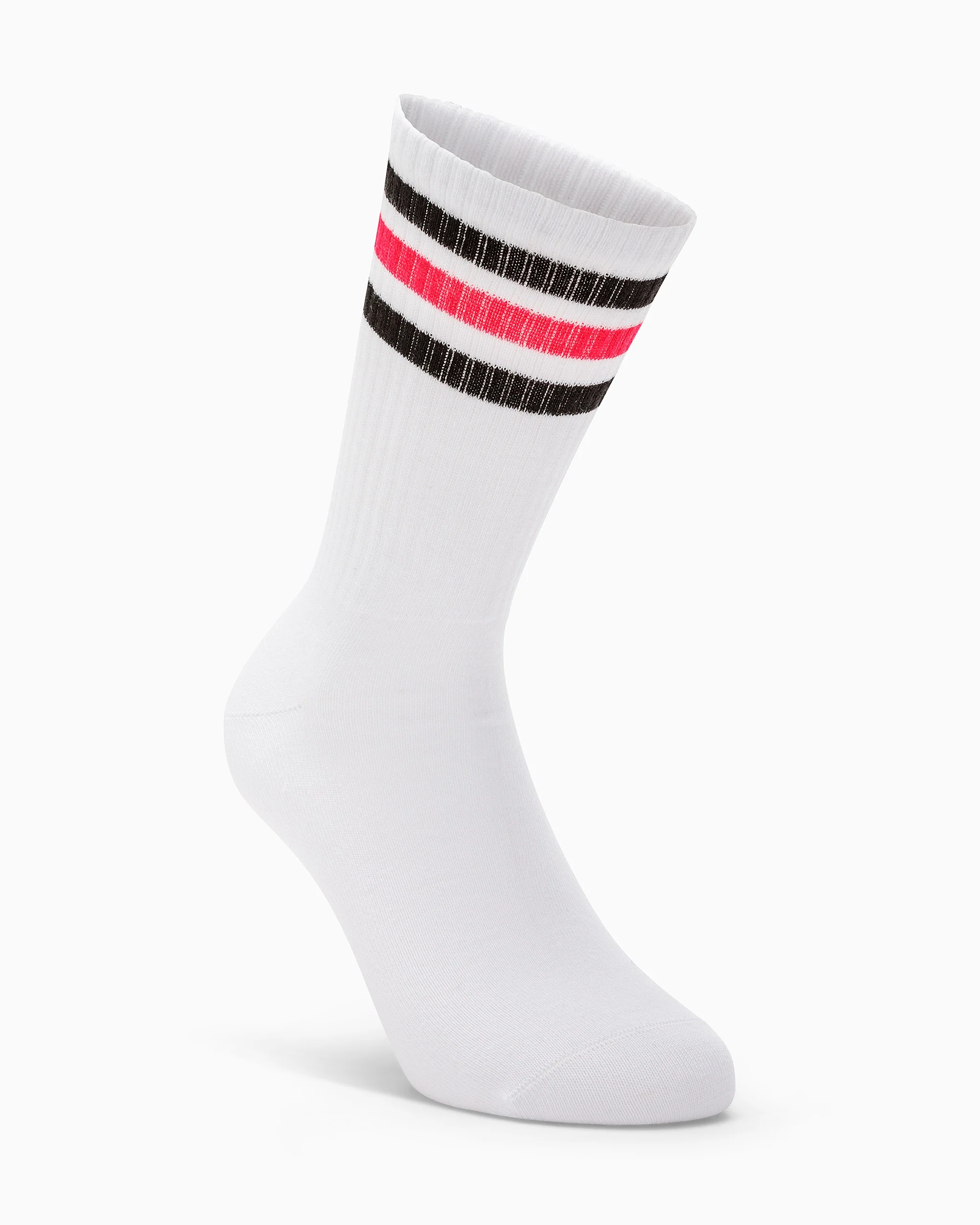 Calza tennis Crew cotone con righe fluo