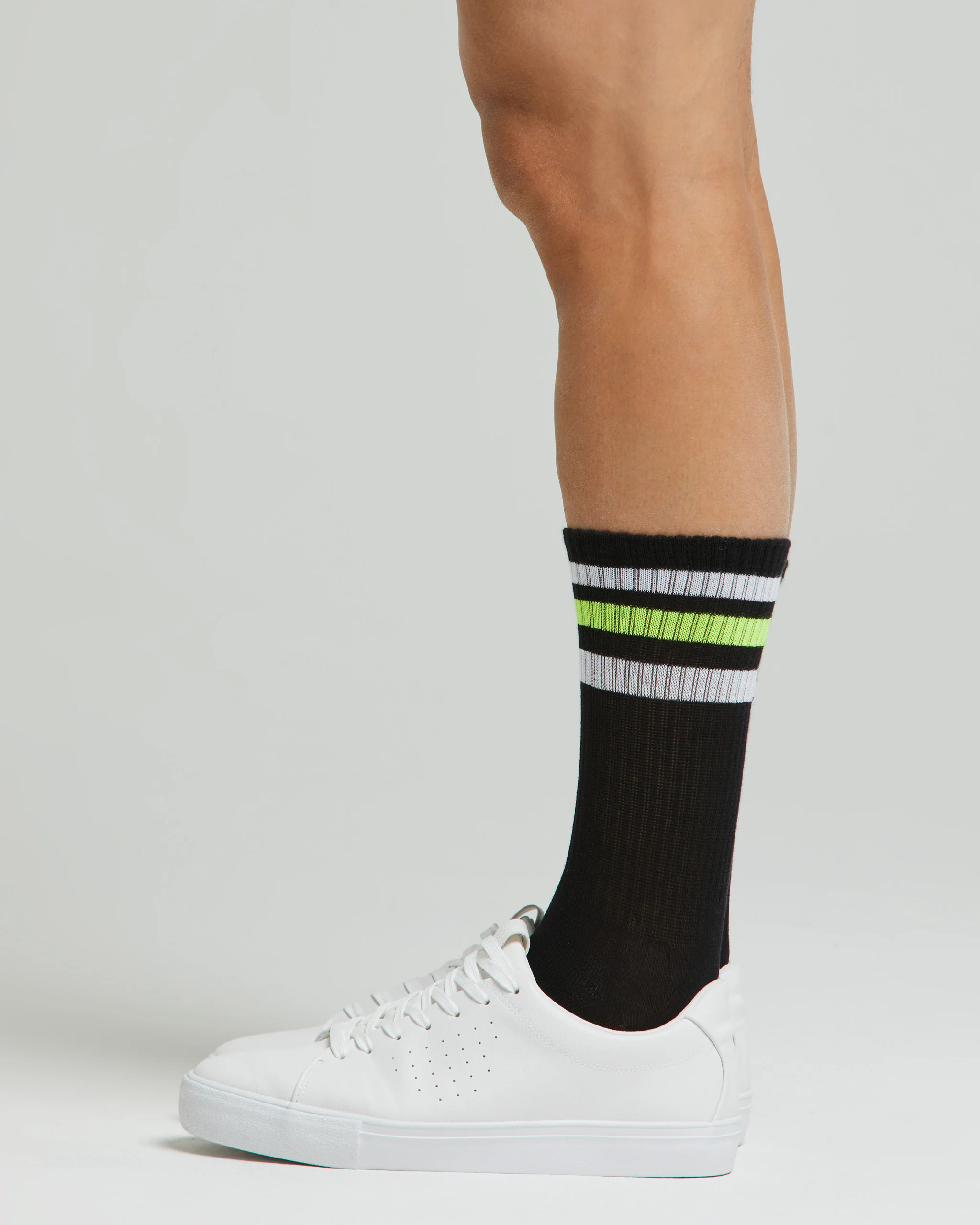Calza tennis Crew cotone con righe fluo - Image 3
