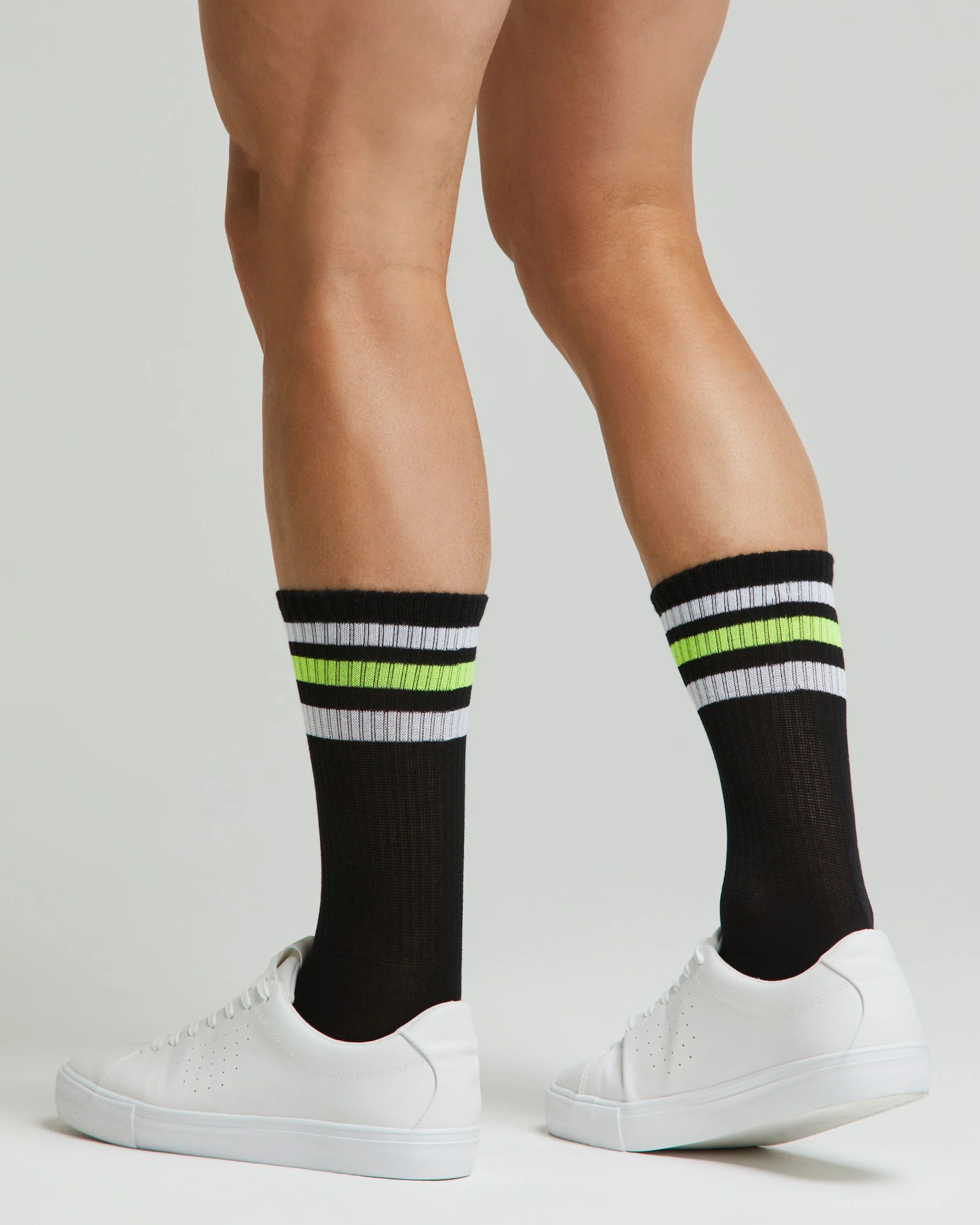 Calza tennis Crew cotone con righe fluo - Image 4