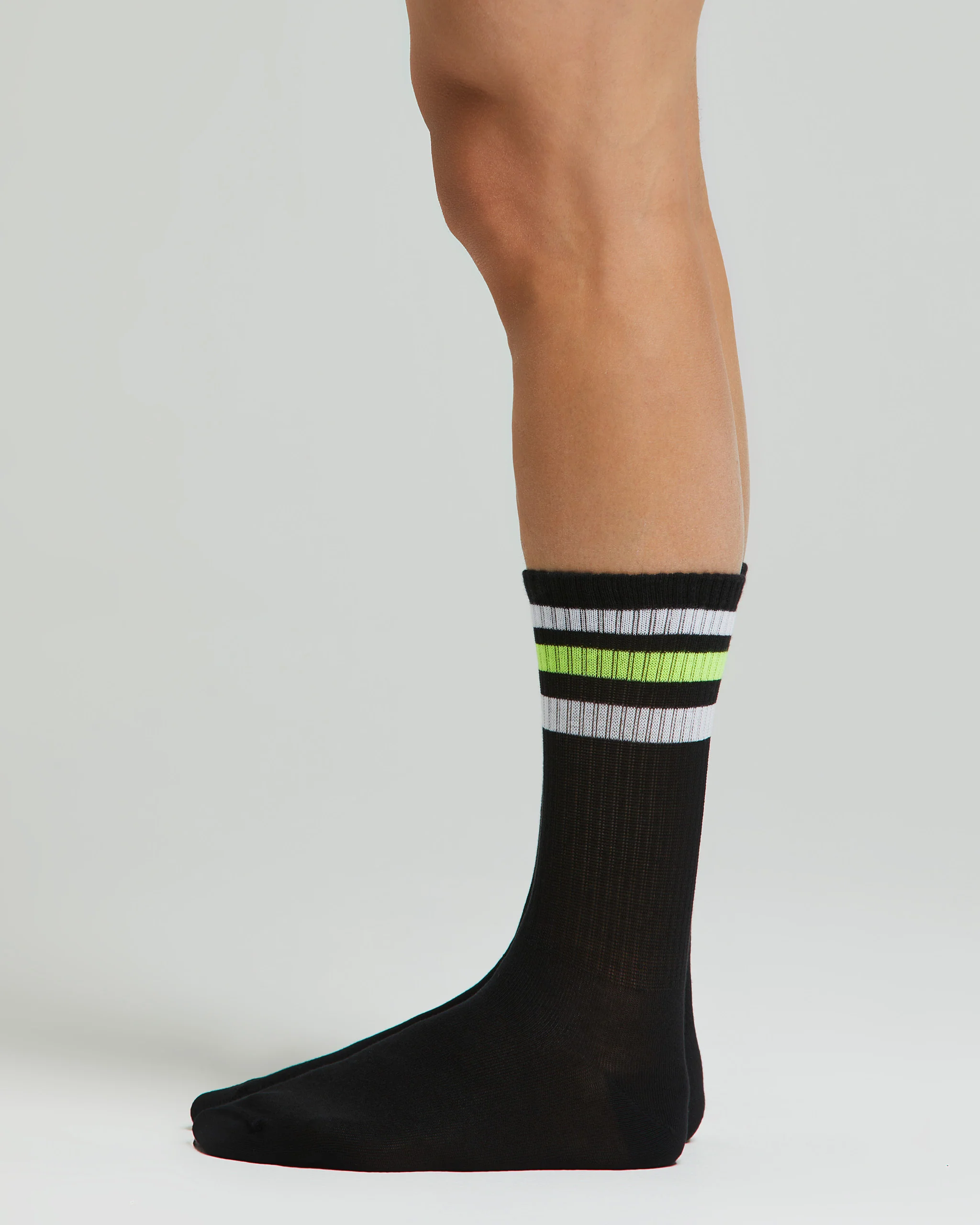 Calza tennis Crew cotone con righe fluo - Image 5