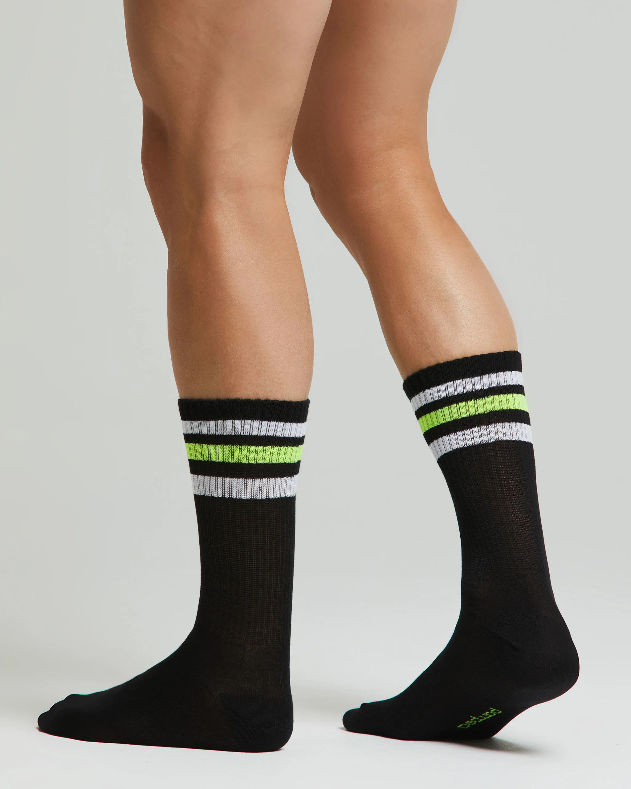Calza tennis Crew cotone con righe fluo - Image 6