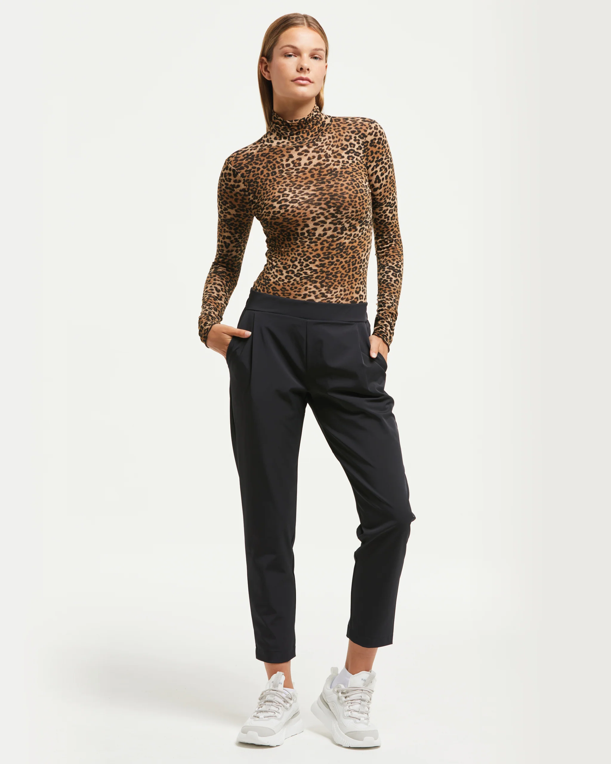 Maglia collo alto in modal cashmere stampa animalier - Image 3