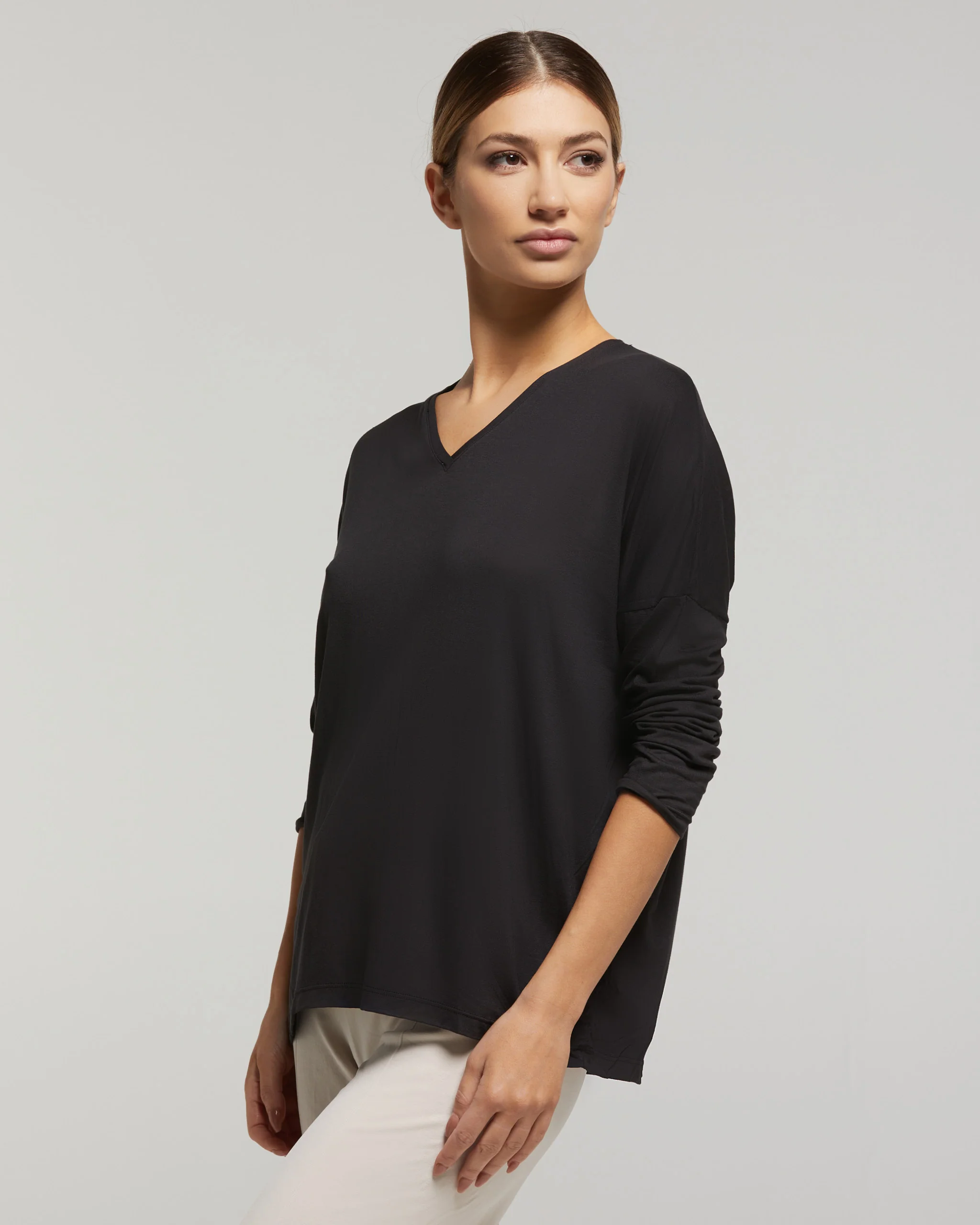 Maglia manica lunga in viscosa sostenibile vestibilità over - Image 3